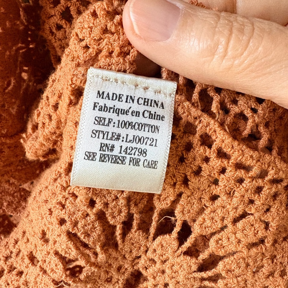 Love Riche Crochet Openwork Cardigan in Orange - Picture 4 of 7